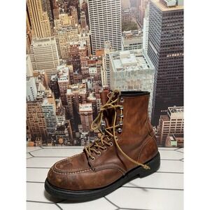 DISTRESSED RED WING USA BROWN LEATHER LACE UP  Steel Toe WORK  BOOTS  9.5 D